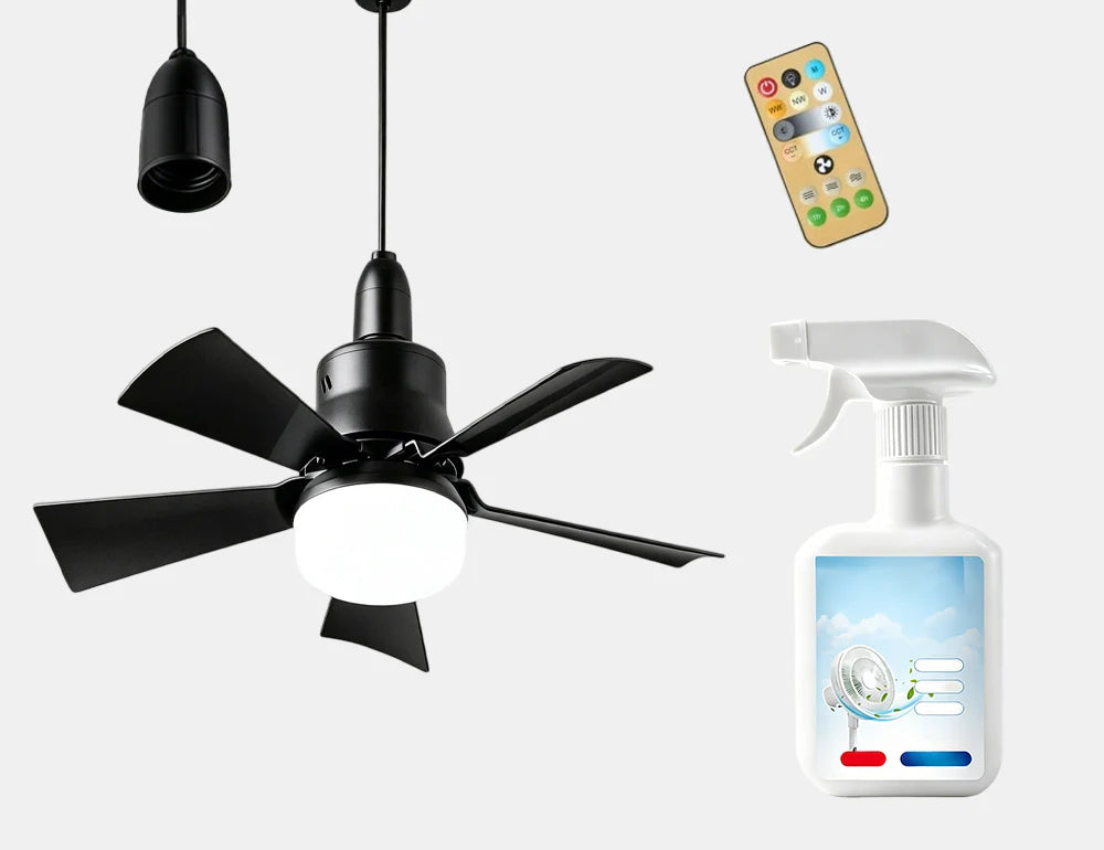 🔥Rebajas: 62% de descuento🎁 Ventilador de techo y lámpara 2 en 1 portátil con mando a distancia
