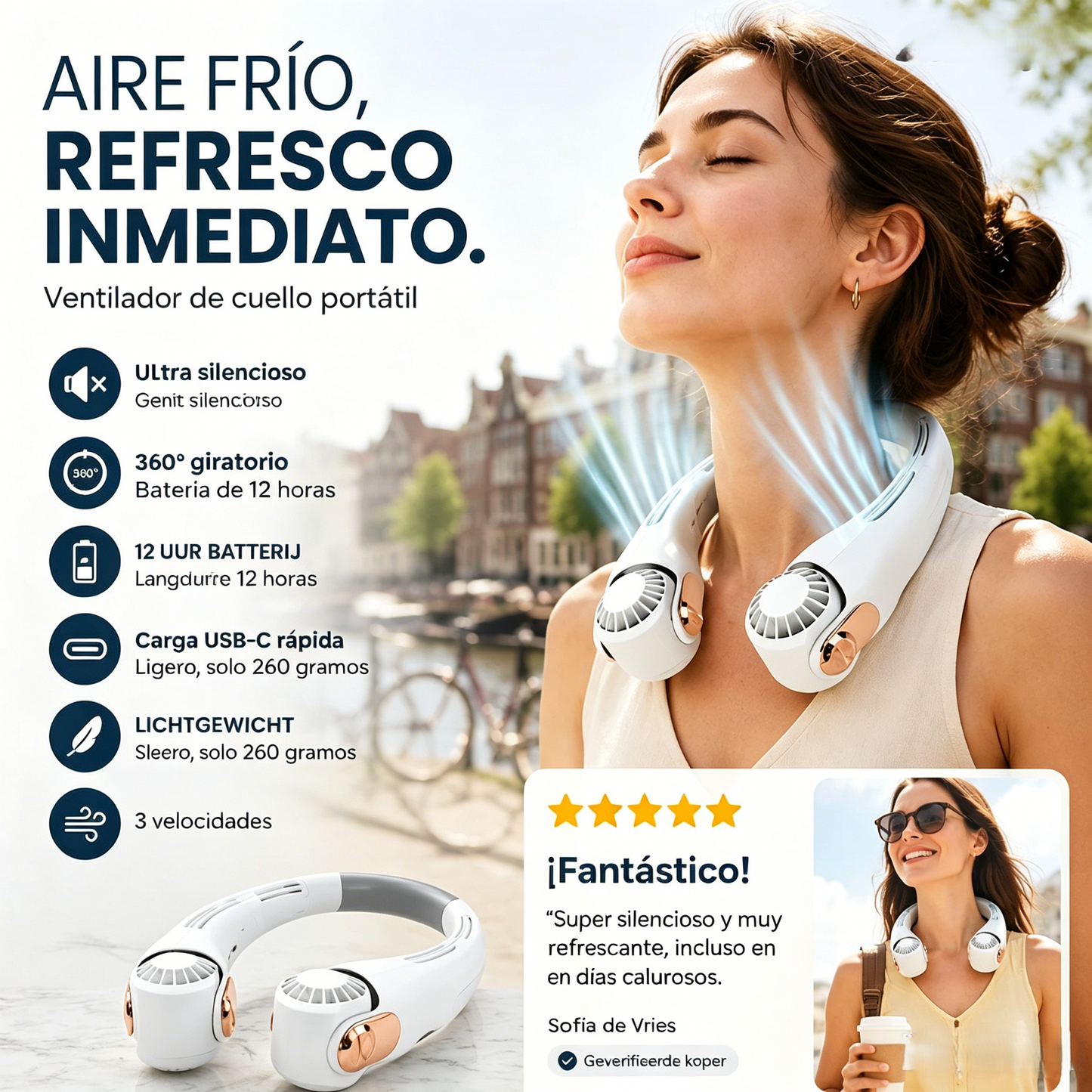 ❄️ Nek Air Conditioner ventilator - Ultra-rustige persoonlijke koeling voor de zomer