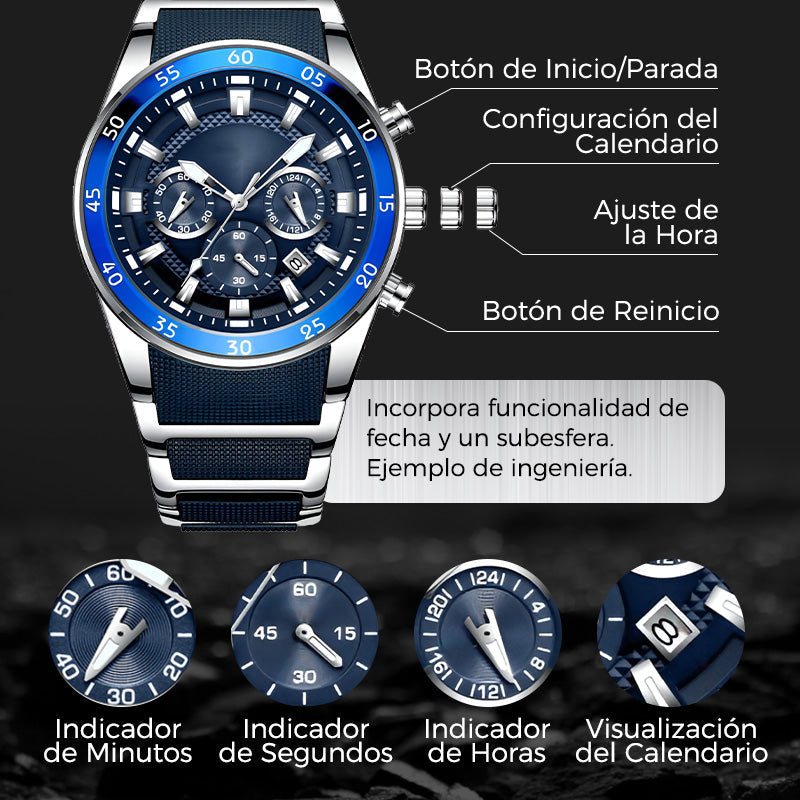 💎Oferta especial por tiempo limitado⌛Reloj Deportivo de Lujo Hombre – Cronógrafo Elegante Negro y Oro