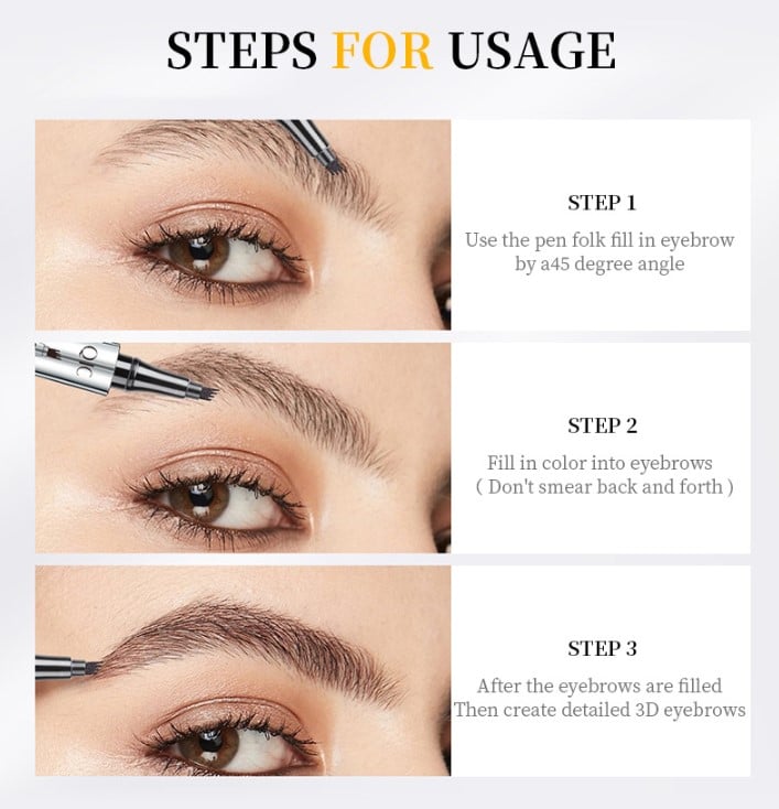 Pluma impermeable del tatuaje de la punta de la bifurcación del lápiz 4 de la ceja de Microblading 3D