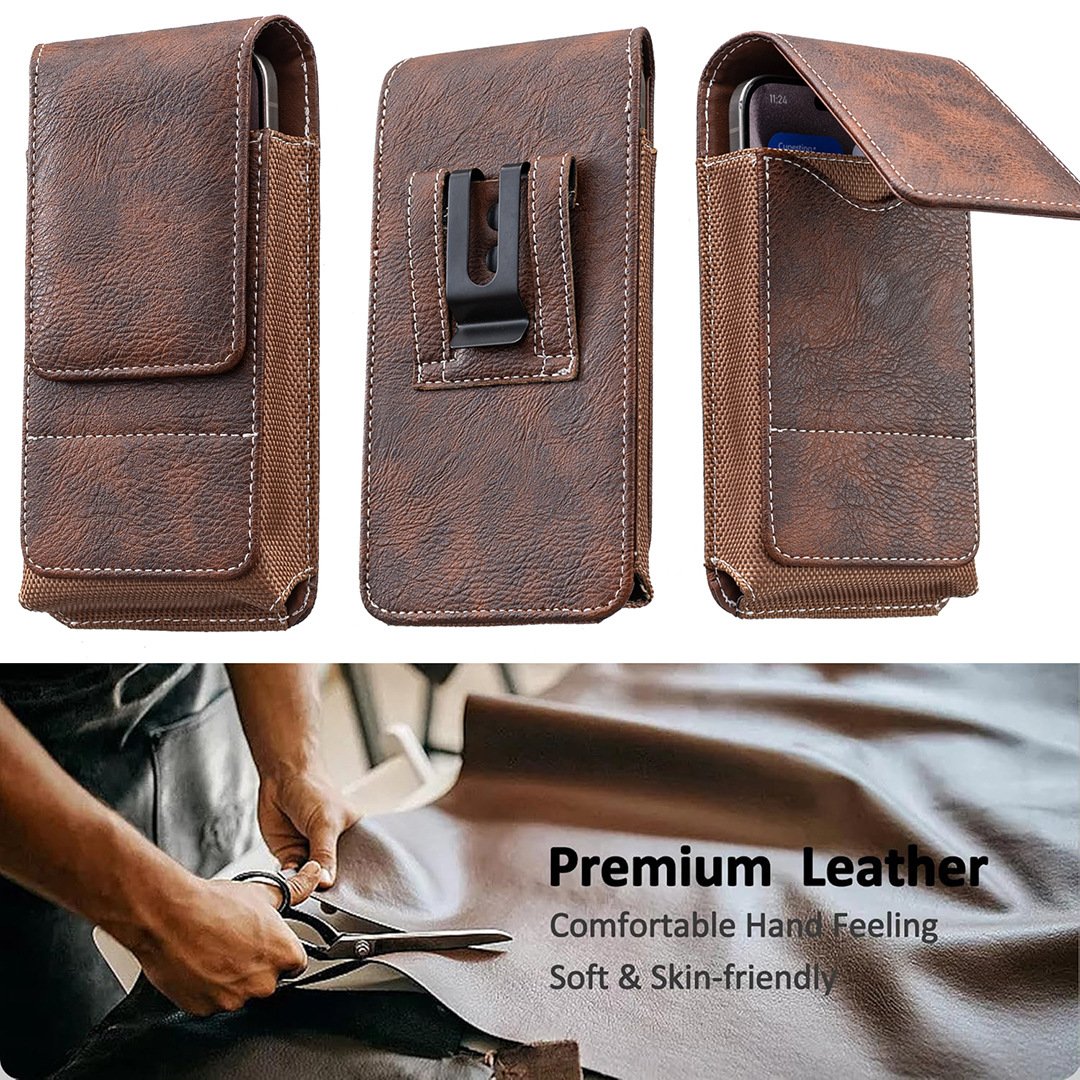 Funda para Móvil con Cinturón y Cierre Magnético – Estuche Resistente para Smartphone con Clip, Pasador de Cinturón y Ranura para Tarjetas