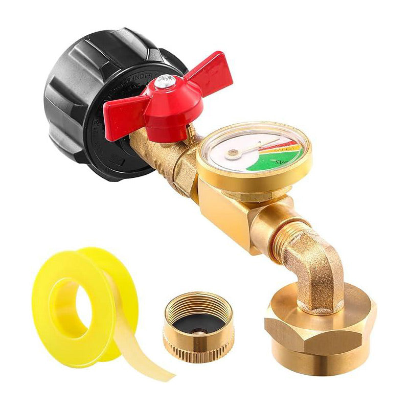 Adaptador de codo de recarga de propano con manómetro💥ENVIOS GRATIS