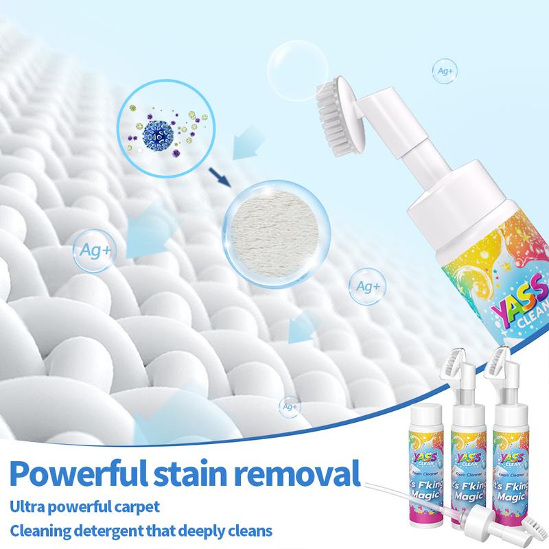💖¡ÚLTIMO DÍA! COMPRA 2 LLEVA 1 GRATIS!!💖Espuma Limpiadora Mágica Yass Clean para Alfombras y Tapicería – Eliminador de Manchas y Olores de Mascotas con Cepillo de Limpieza🧼