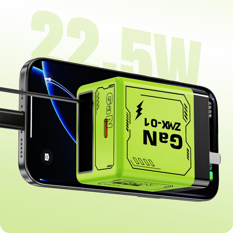 Adaptador de carga rápida con cable y conector tipo C retráctil