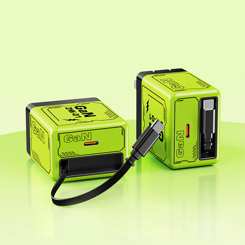 Adaptador de carga rápida con cable y conector tipo C retráctil