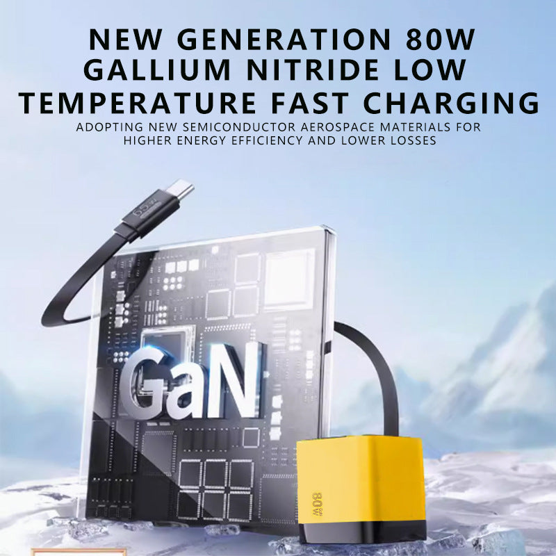 Cargador 3 en 1 GaN, módulo de carga rápida escalable 80W MAX con cable Type-C y 2 puertos USB