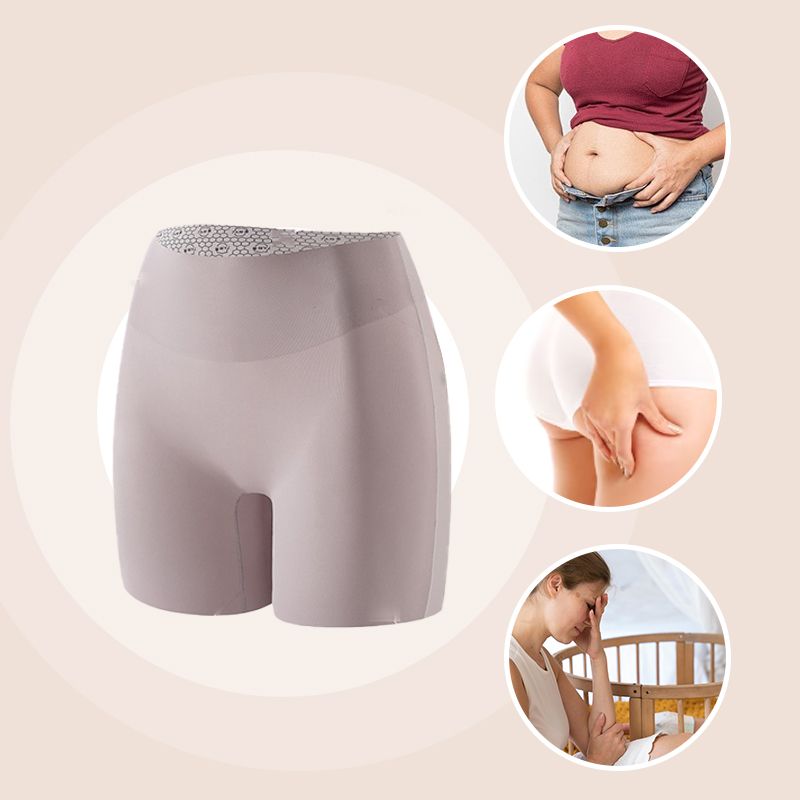 Ropa interior de seda helada de cintura alta para mujer con control de abdomen y levantamiento de cadera