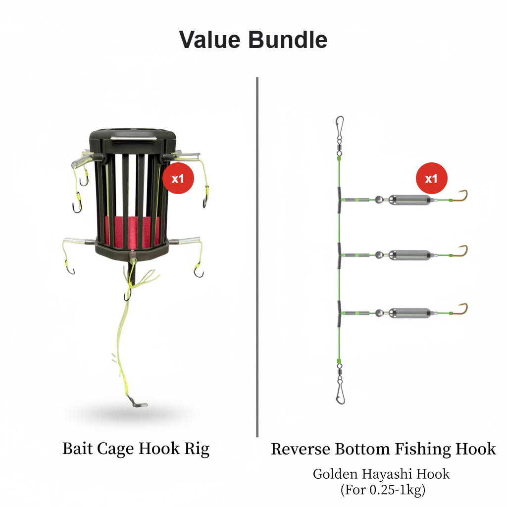 🎣 Reverse Bottom Bait Cage Hook Rig – ¡Eleva tu cebo y supera a los peces grandes! 🐟✨