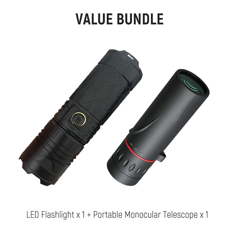 Linterna LED recargable P50 con zoom ajustabl