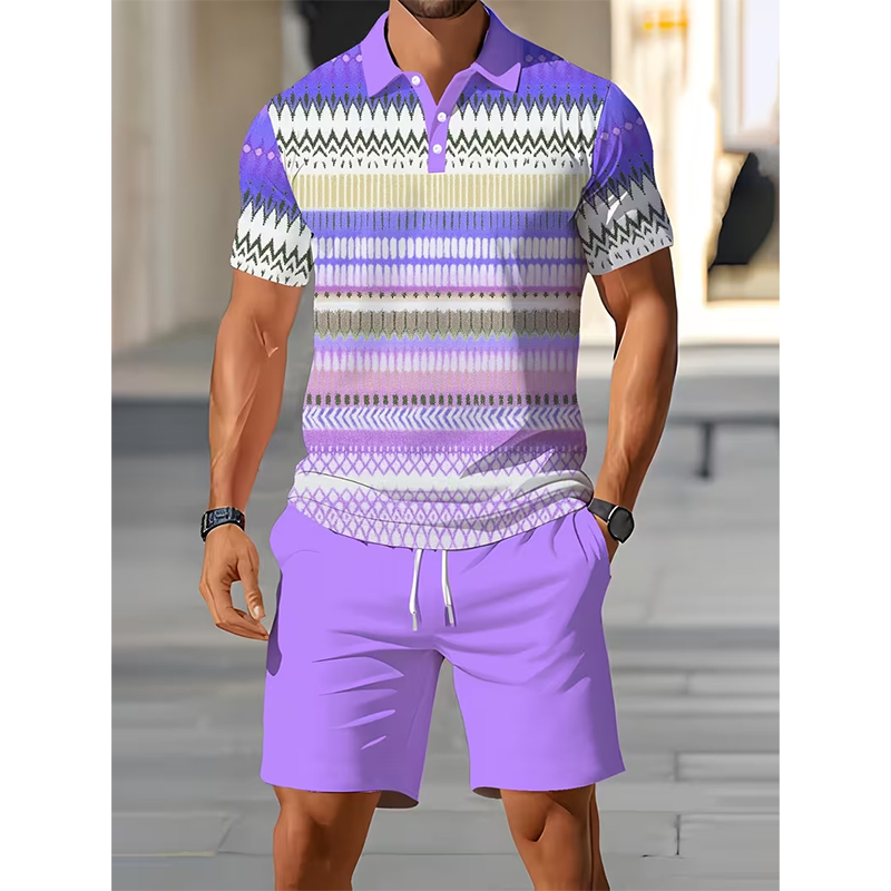 👕 Conjunto de camisa y pantalones cortos 2 piezas para hombre – cómodo, transpirable y versátil para verano, ocio y viajes ☀️🩳