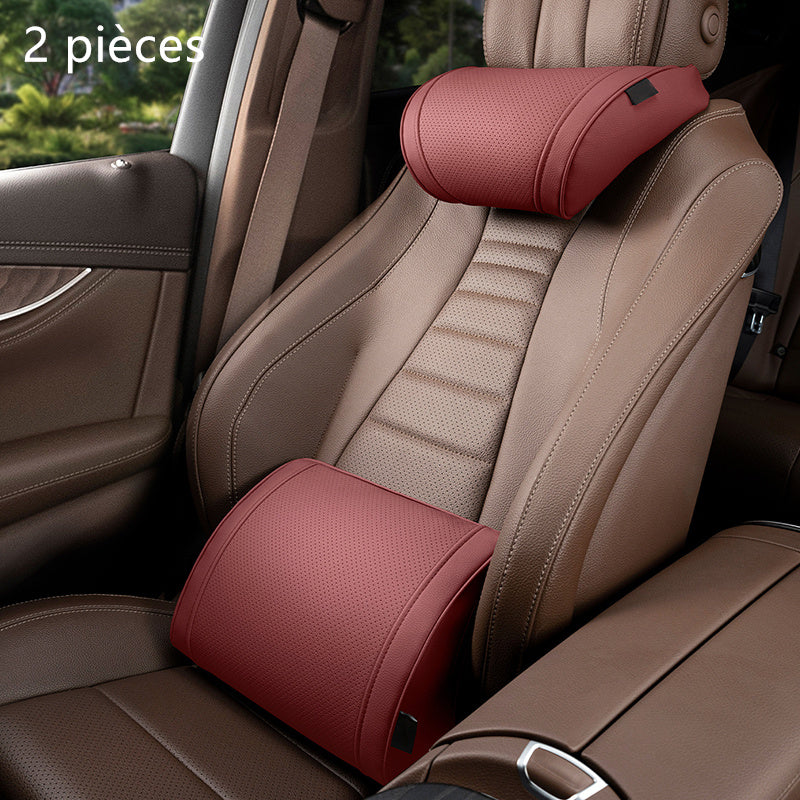 🏆 ¡OFERTA LIMITADA 50% DESCUENTO! 🚗 Juego de reposacabezas y soporte lumbar ergonómico para asientos de coche
