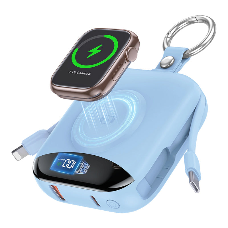 🔋 Power Bank Portátil Magnético Carga Rápida 10000mAh, Carga 5 Dispositivos a la Vez con Cables Integrados