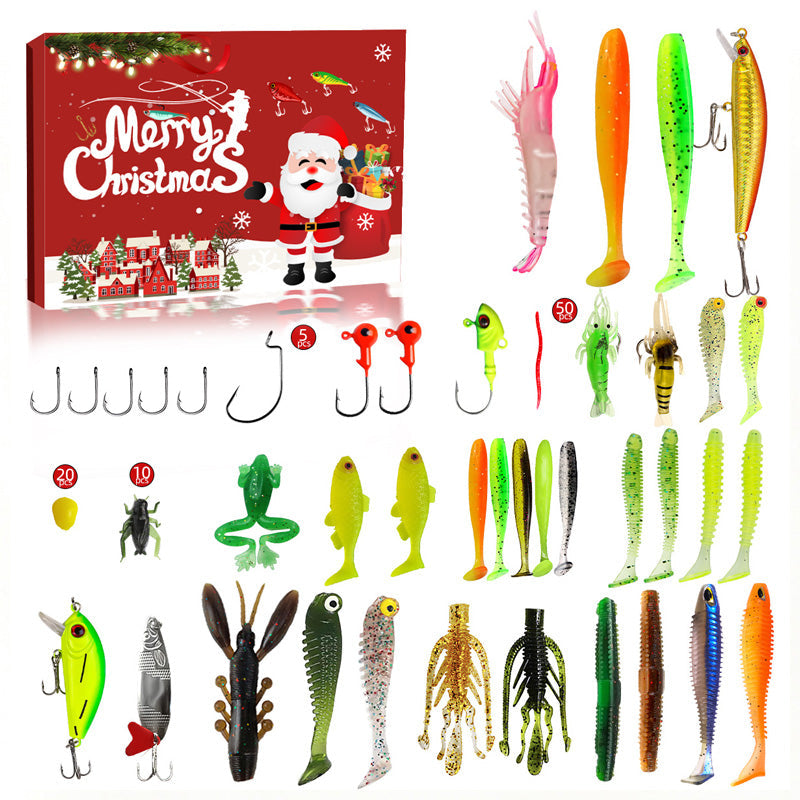 Calendario de Adviento de Navidad con señuelos de pesca, set de caja sorpresa con minnow, popper y cucharas