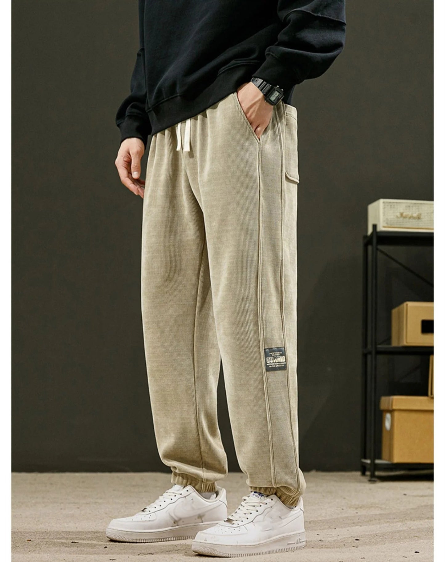 Tejido de pana Pantalones suaves casuales de los hombres