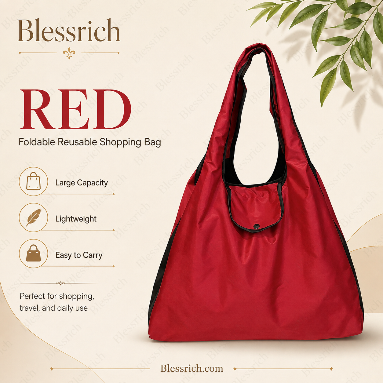 🛍️ Bolsa de compra plegable y reutilizable – Gran capacidad, ligera y lavable