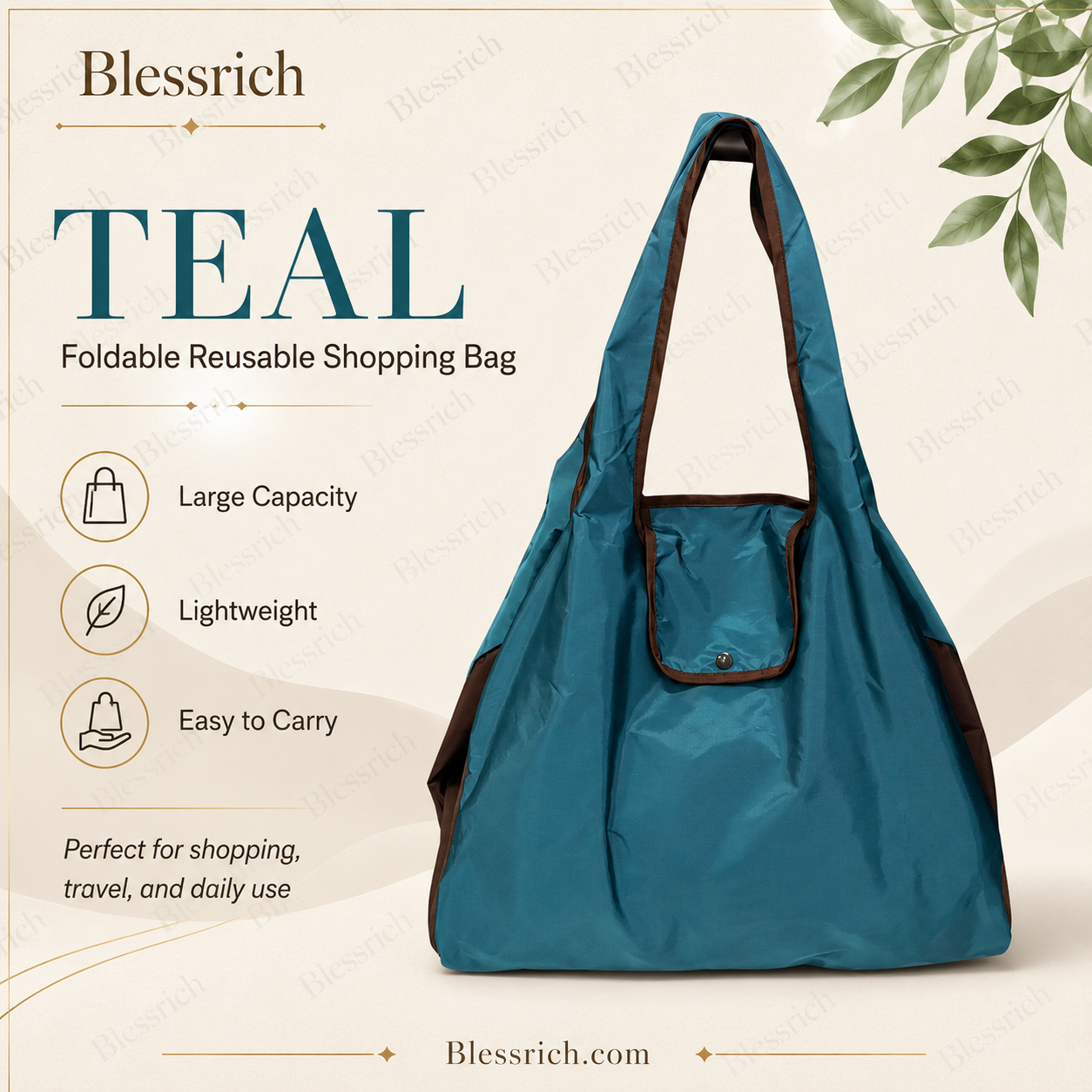 🛍️ Bolsa de compra plegable y reutilizable – Gran capacidad, ligera y lavable