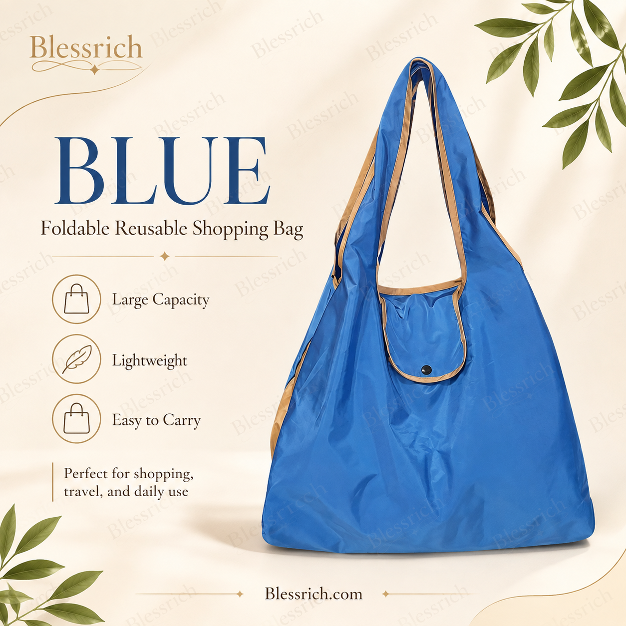 🛍️ Bolsa de compra plegable y reutilizable – Gran capacidad, ligera y lavable