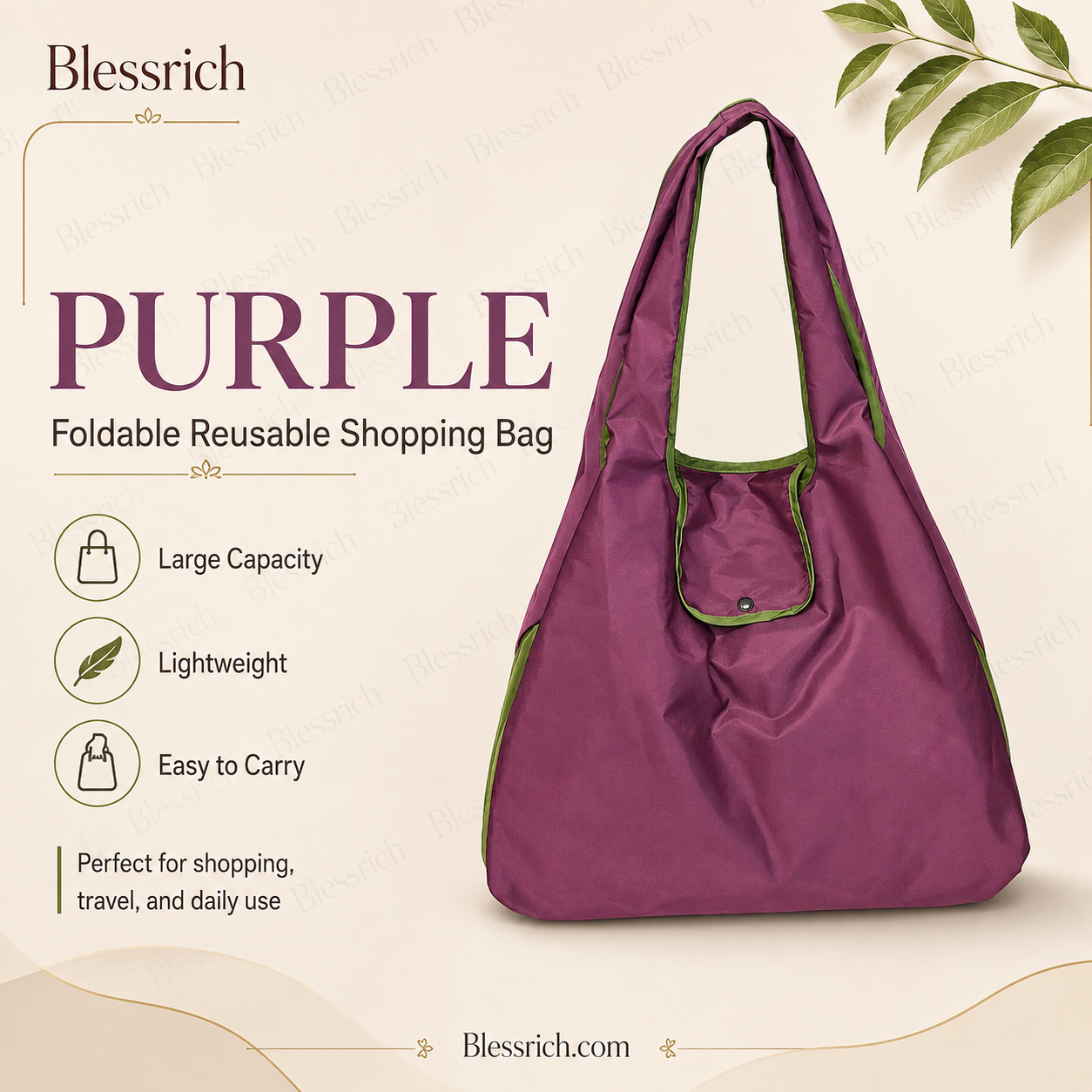 🛍️ Bolsa de compra plegable y reutilizable – Gran capacidad, ligera y lavable