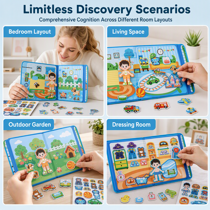 🎀¡50% DE DESCUENTO📒Libro magnético silencioso para niños🧩Juguete educativo temático plegable con rompecabezas para niñas y niños👦