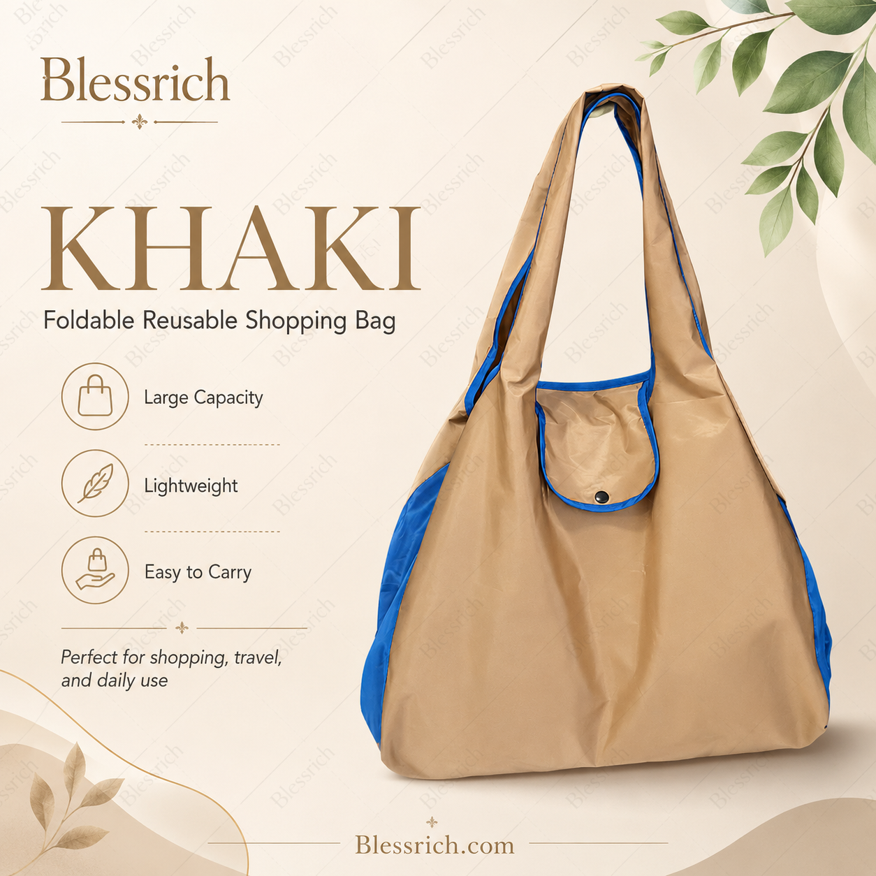 🛍️ Bolsa de compra plegable y reutilizable – Gran capacidad, ligera y lavable