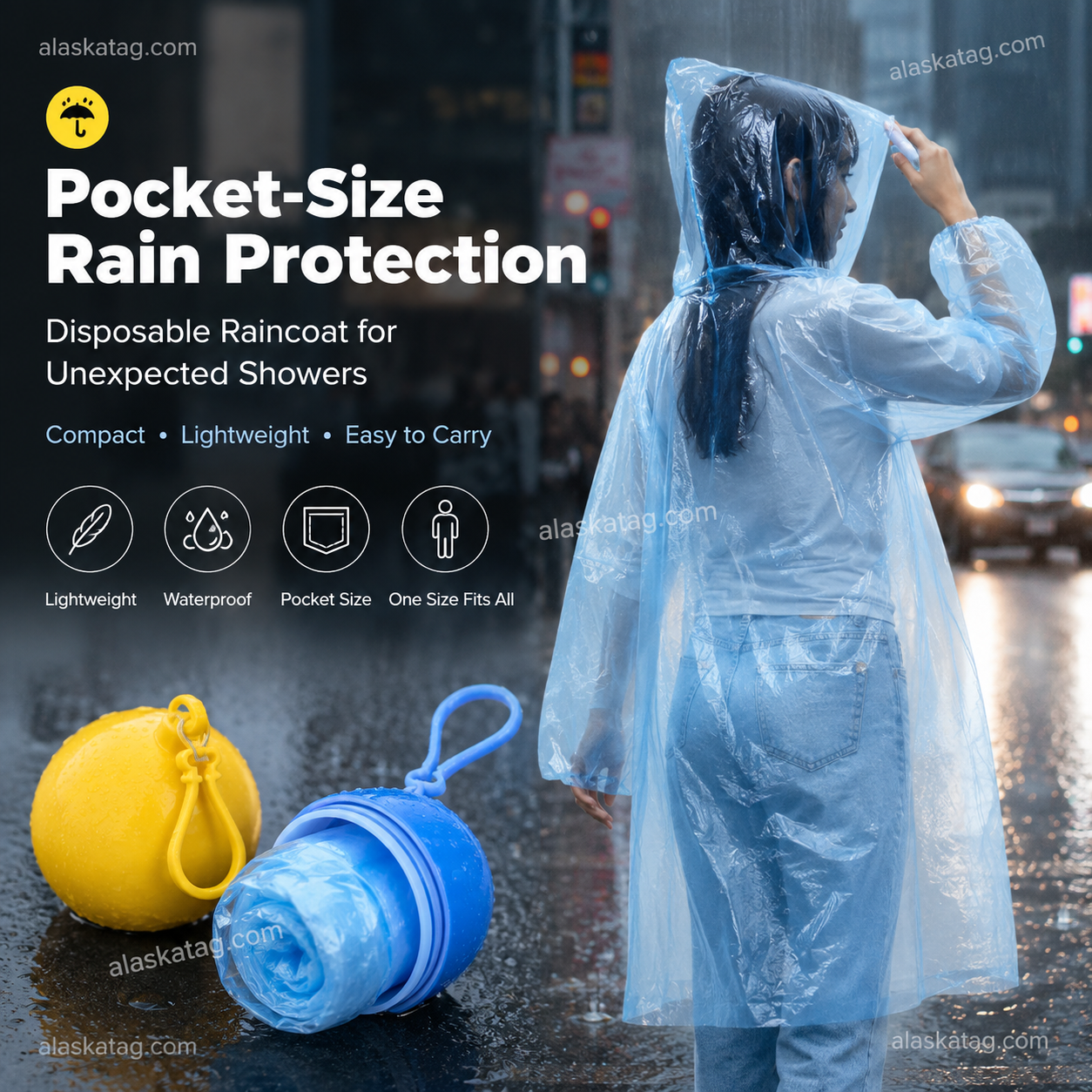 🌧️ Impermeable desechable de bolsillo para lluvias inesperadas
