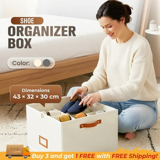 ⏰🔥 ¡OFERTA DEL 50% POR TIEMPO LIMITADO! 👟 Caja organizadora de zapatos de tela – Plegable, gran capacidad, a prueba de polvo y transpirable para armarios y dormitorios 🧺✨