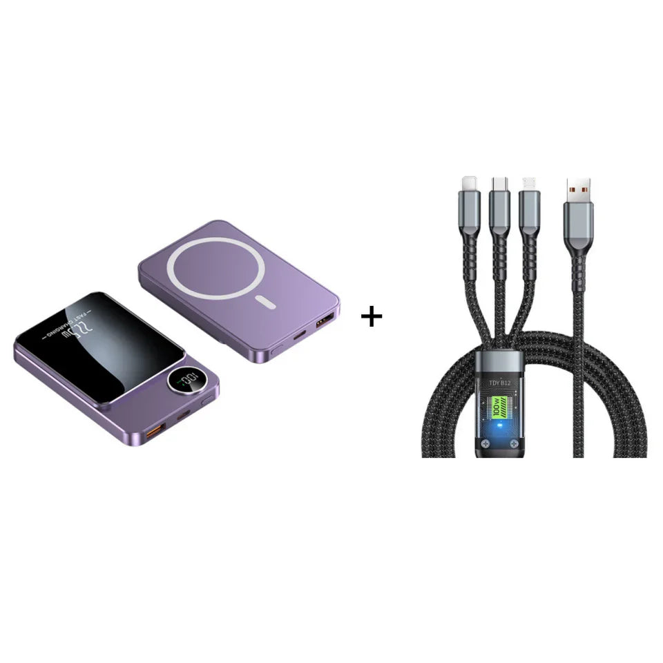 🔋✨Cargador Magnético Profesional para Viajeros y Profesionales 🧲 | Cable 22,5W e Inalámbrico 15W | 10.000 mAh | Envío Rápido💥