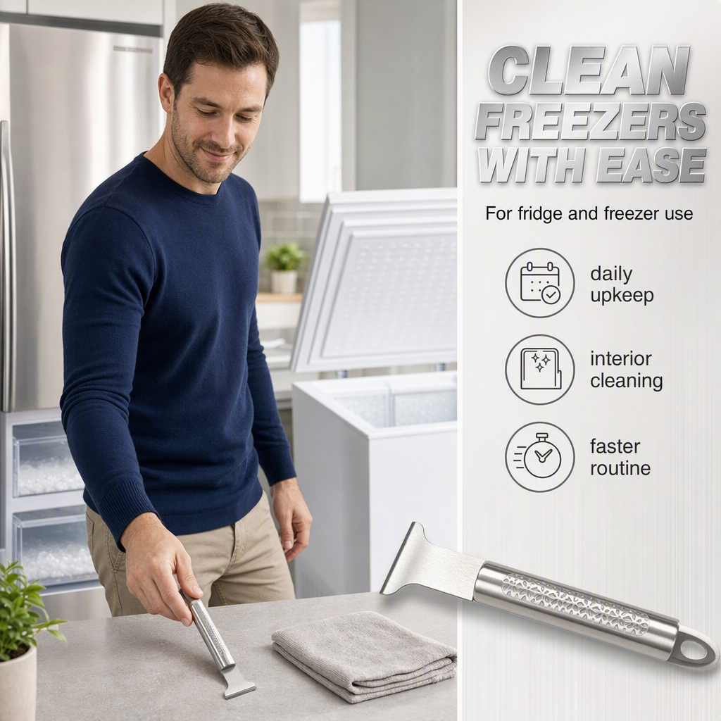 Raspador de hielo de acero inoxidable para congelador