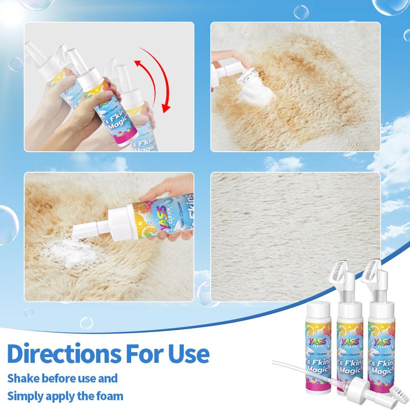 💖¡ÚLTIMO DÍA! COMPRA 2 LLEVA 1 GRATIS!!💖Espuma Limpiadora Mágica Yass Clean para Alfombras y Tapicería – Eliminador de Manchas y Olores de Mascotas con Cepillo de Limpieza🧼