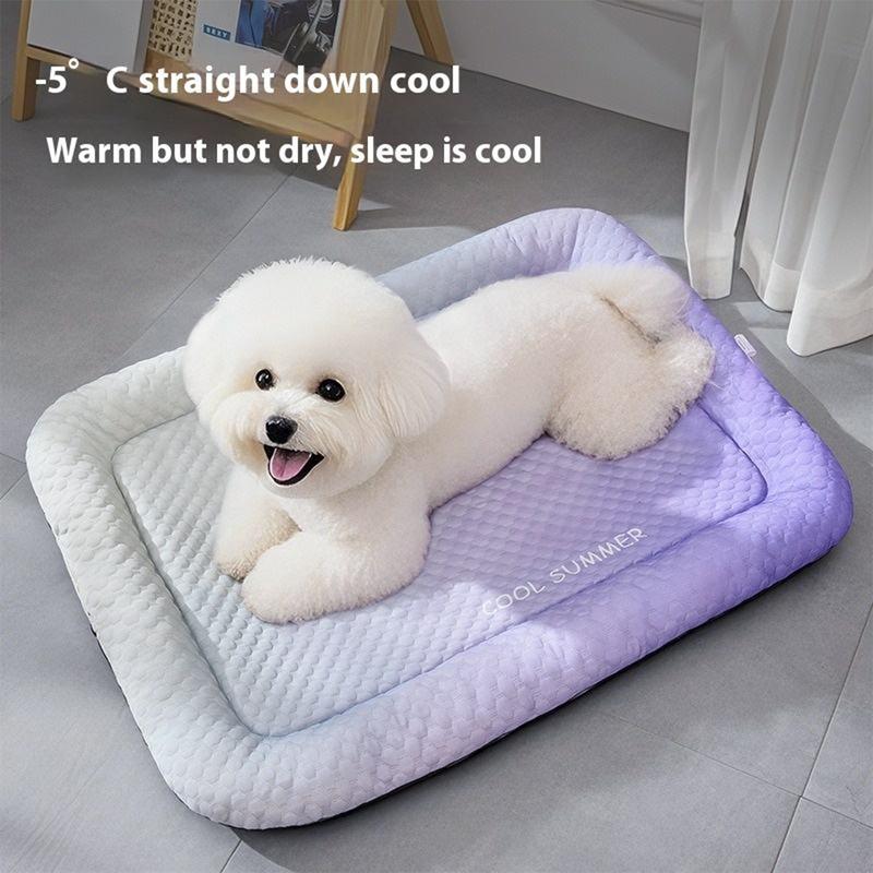❄️ Alfombra refrescante para mascotas Pawchill™🇬🇧 para perros y gatos 🐾 Alfombra de seda hielo con refrigeración natural • Transpirable, lavable y suave 🌿 Ideal para pisos, sofás y viajes en auto • Varias tallas • Colores degradados ☀️🐶🐱