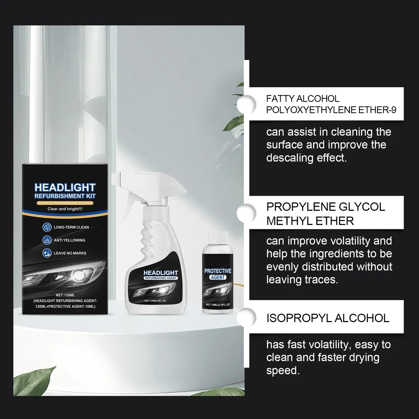 Restaurador Profesional de Faros 180 ml con Esponja 🧽🚗
