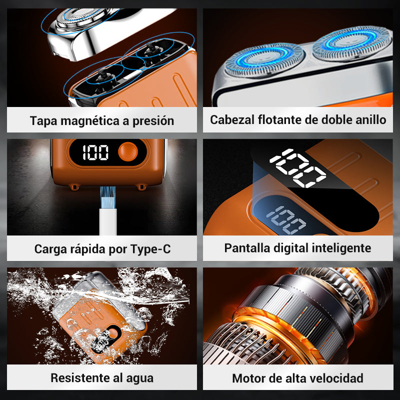 Mini afeitadora eléctrica rotativa portátil para hombre