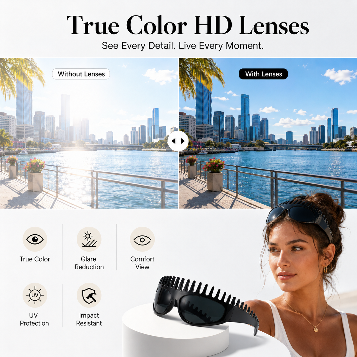 ✨ Nuevas gafas de sol cuadradas de moda para mujer – Lujo ligero, protección UV, montura sobredimensionada, versátiles y con estilo urbano! 🕶️