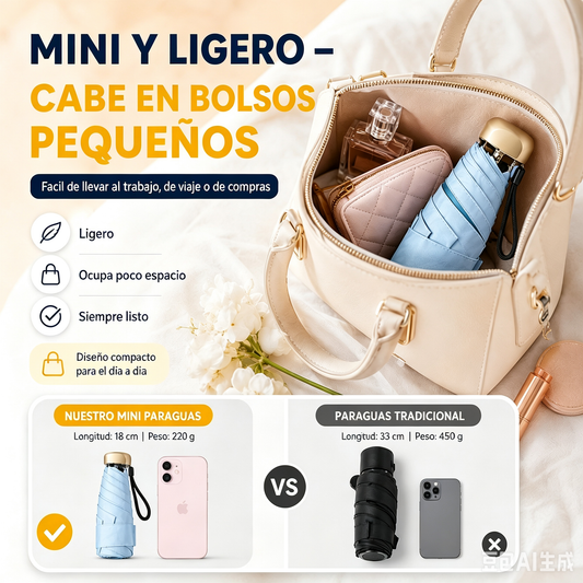 Sombrilla compacta plegable protección contra rayos UV