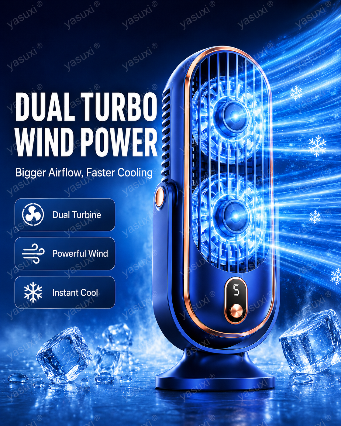 🔥 Ventilador de mesa portátil con 5 velocidades regulables