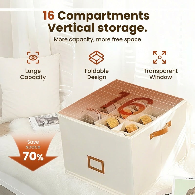 ⏰🔥 ¡OFERTA DEL 50% POR TIEMPO LIMITADO! 👟 Caja organizadora de zapatos de tela – Plegable, gran capacidad, a prueba de polvo y transpirable para armarios y dormitorios 🧺✨