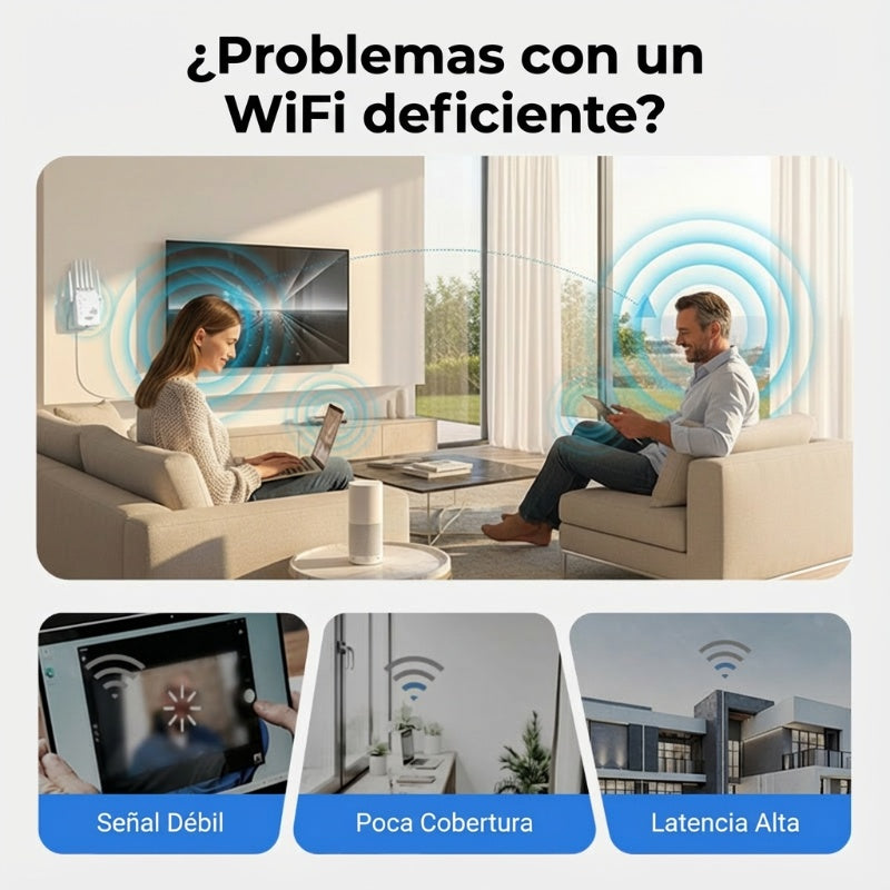 🔥 Amplificador WiFi 2026, 1200Mbps Banda Dual (5GHz/2.4GHz), Amplificador de Señal, Cubre 10,000 pies² y 50 Dispositivos, Repetidor con Puerto Ethernet.