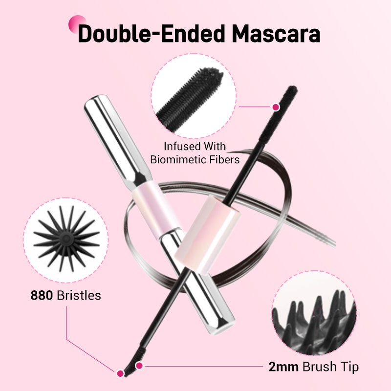 💕 ¡Compra 1 y Lleva 1 Gratis! 💕 Máscara de Pestañas Impermeable de Doble Punta - Alarga y Encurva 🌸💐