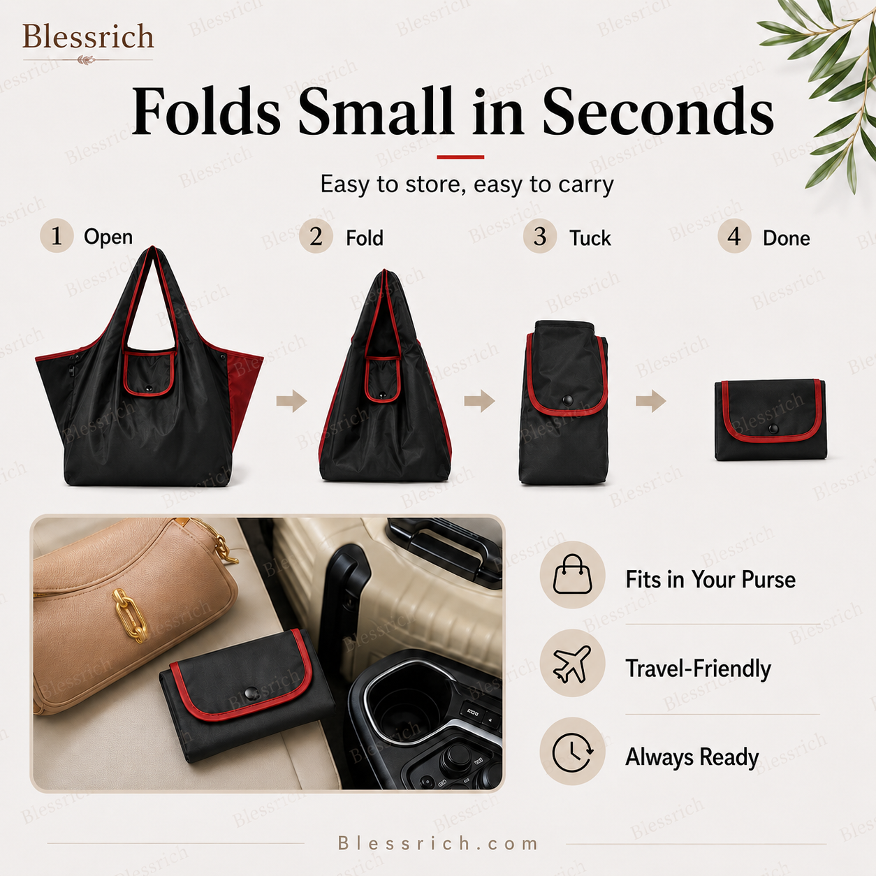 🛍️ Bolsa de compra plegable y reutilizable – Gran capacidad, ligera y lavable
