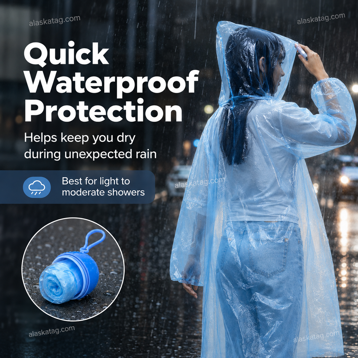 🌧️ Impermeable desechable de bolsillo para lluvias inesperadas