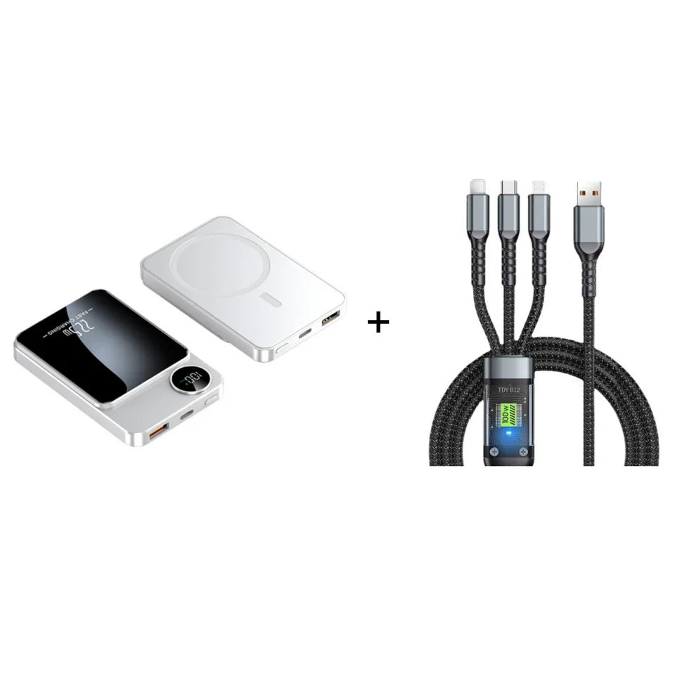 🔋✨Cargador Magnético Profesional para Viajeros y Profesionales 🧲 | Cable 22,5W e Inalámbrico 15W | 10.000 mAh | Envío Rápido💥