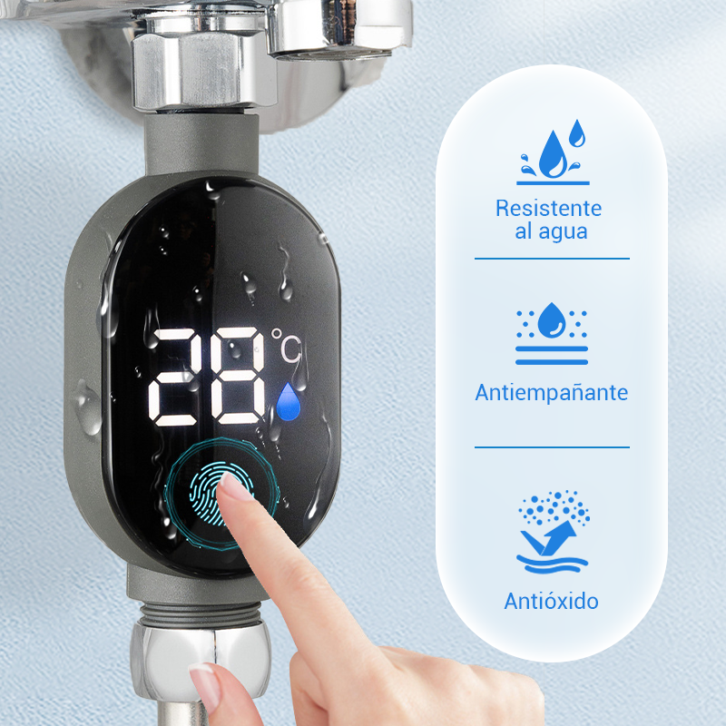 🚿 Compra 3 y lleva 1 gratis 💧 Cabezal de Ducha con Indicador LED - Muestra la Temperatura del Agua con Colores, Fácil Instalación y Ahorro de Energía 🌈📦