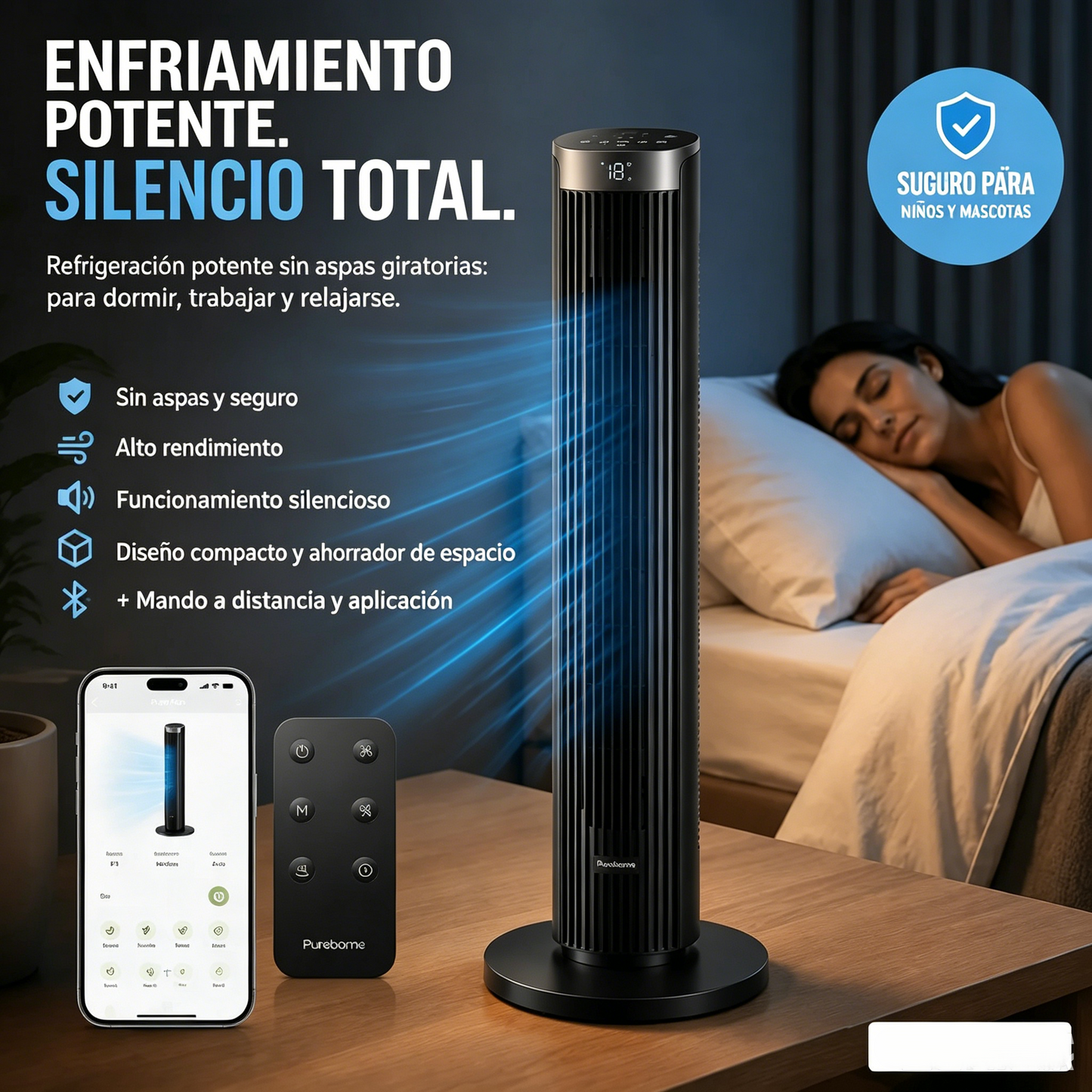 🌀 Ventilador torre USB portátil con 3 velocidades: compacto, potente y versátil, ideal para oficina, dormitorio y viajes