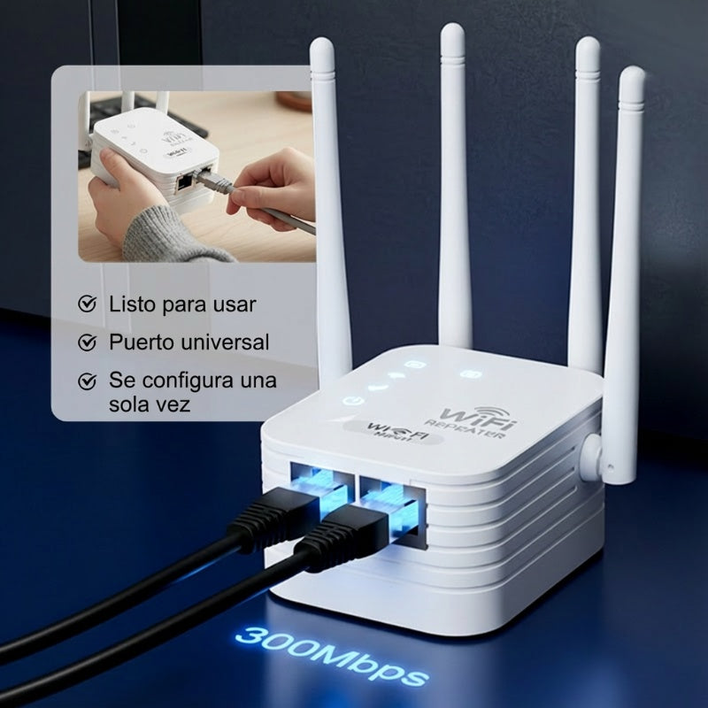 🔥 Amplificador WiFi 2026, 1200Mbps Banda Dual (5GHz/2.4GHz), Amplificador de Señal, Cubre 10,000 pies² y 50 Dispositivos, Repetidor con Puerto Ethernet.