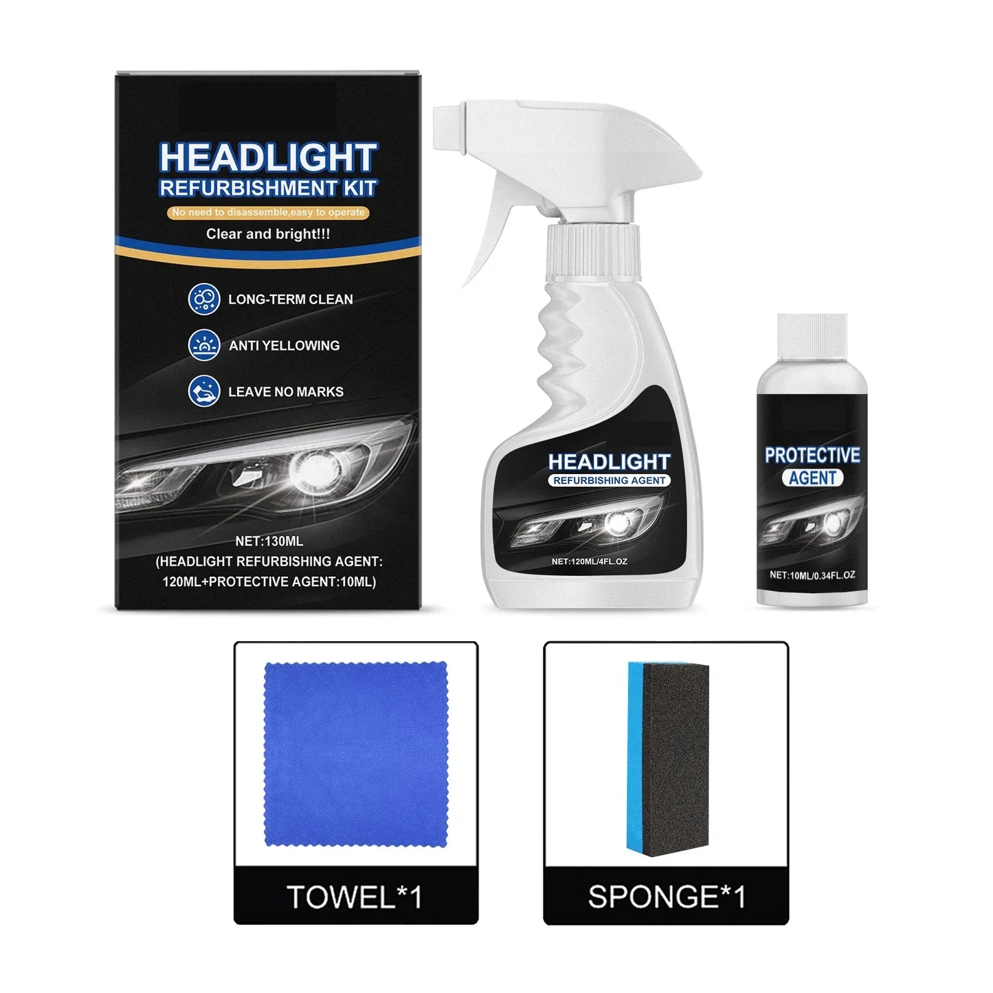Restaurador Profesional de Faros 180 ml con Esponja 🧽🚗