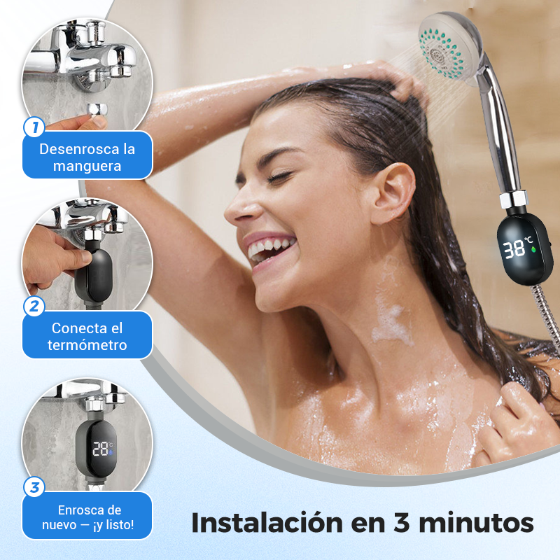 🚿 Compra 3 y lleva 1 gratis 💧 Cabezal de Ducha con Indicador LED - Muestra la Temperatura del Agua con Colores, Fácil Instalación y Ahorro de Energía 🌈📦