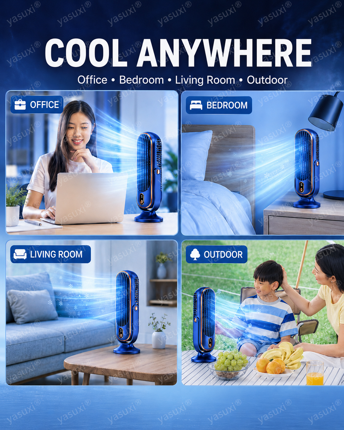 🔥 Ventilador de mesa portátil con 5 velocidades regulables