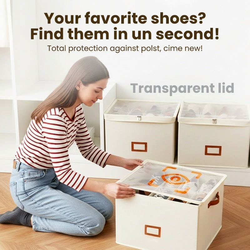 ⏰🔥 ¡OFERTA DEL 50% POR TIEMPO LIMITADO! 👟 Caja organizadora de zapatos de tela – Plegable, gran capacidad, a prueba de polvo y transpirable para armarios y dormitorios 🧺✨