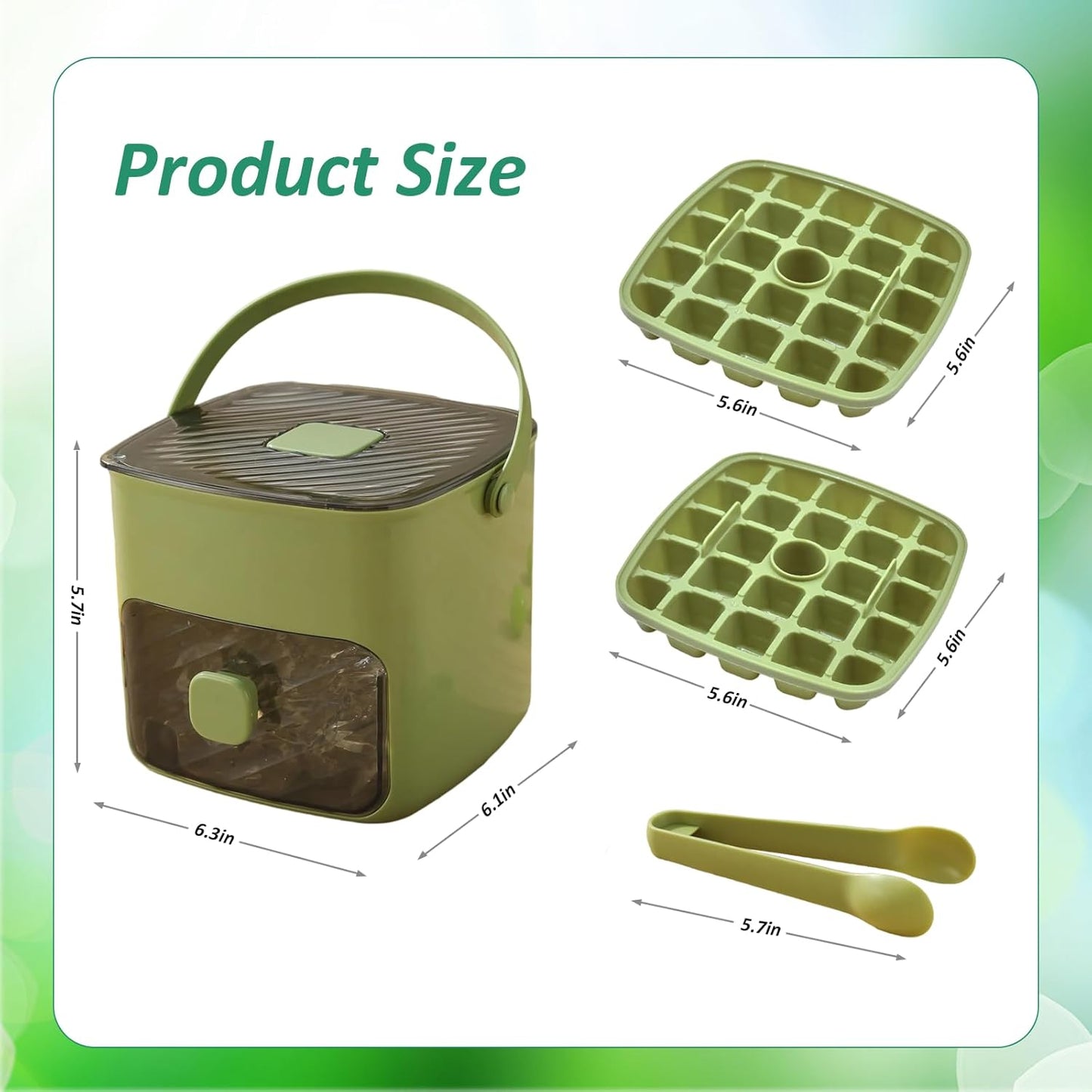 🔥Oferta de verano 50 % de descuento🧊 Fabricador de hielo portátil con tapa y caja de almacenamiento (48 cubos)