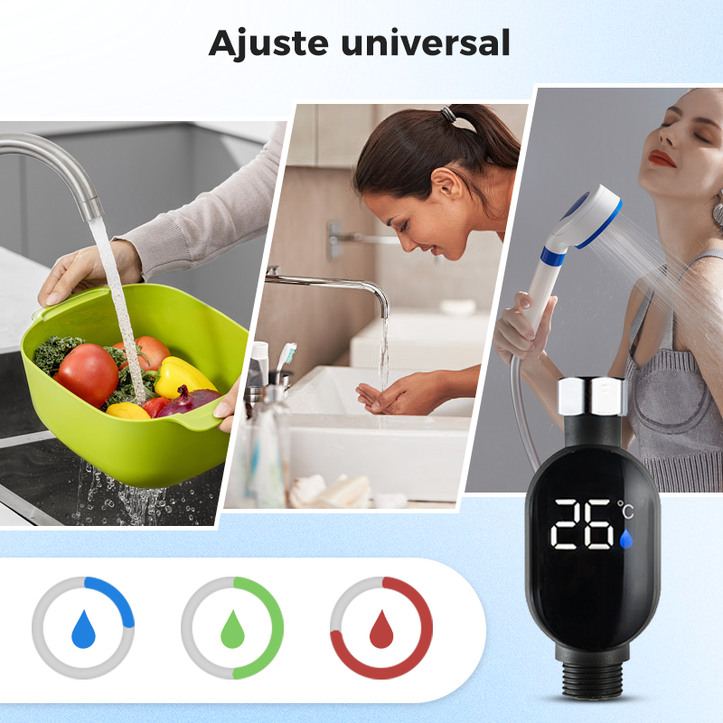 🚿 Compra 3 y lleva 1 gratis 💧 Cabezal de Ducha con Indicador LED - Muestra la Temperatura del Agua con Colores, Fácil Instalación y Ahorro de Energía 🌈📦